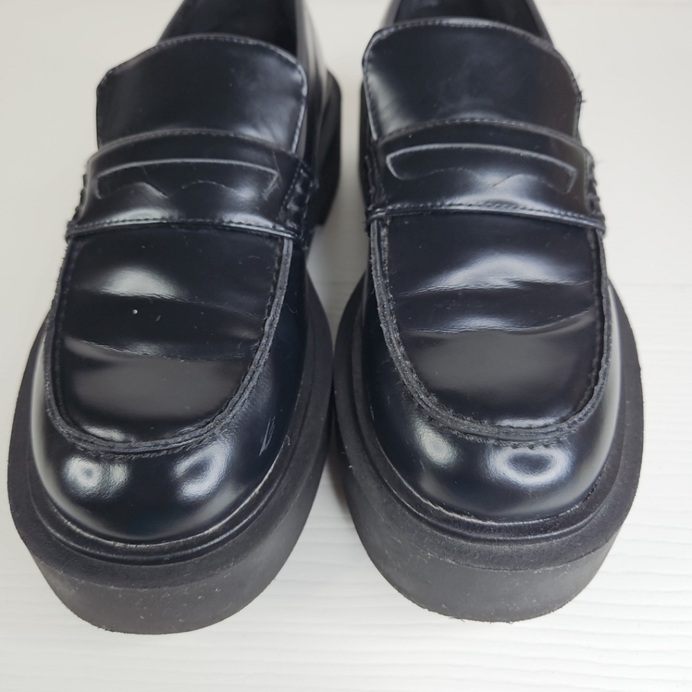 H&M Chunky Loafer Women Platform Loafer Luxury Patent Leather Casual Black Sz 38 - Picture 3 of 16